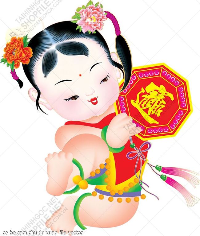 co be cam chu du xuan file vector